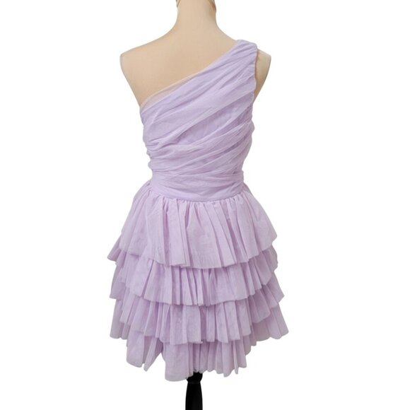 SHEIN Size M (6) Lavender "Enchnt" Tiered Mesh One Shoulder Formal Party Dress - Picture 6 of 16